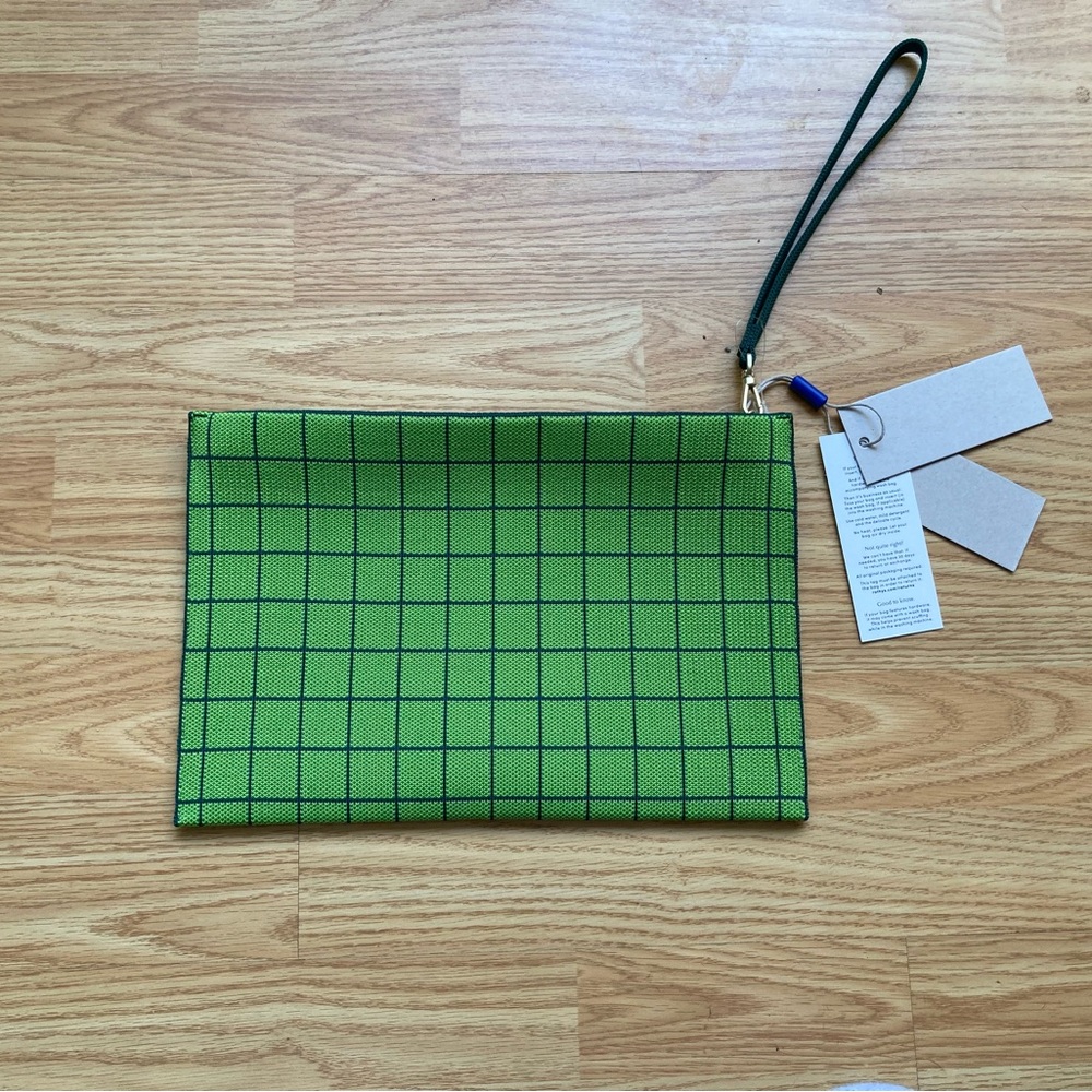 Rothy's Green Grid Clutch with Wristlet